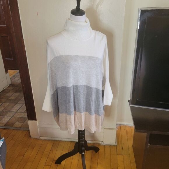 Calvin Klein Color Block Dolman Sleeve Turtleneck Sweater Size Small Medium - Picture 3 of 7